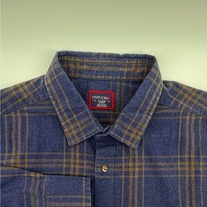 UNTUCKit Blue and Gold Plaid Men's slim fit Shirt XL